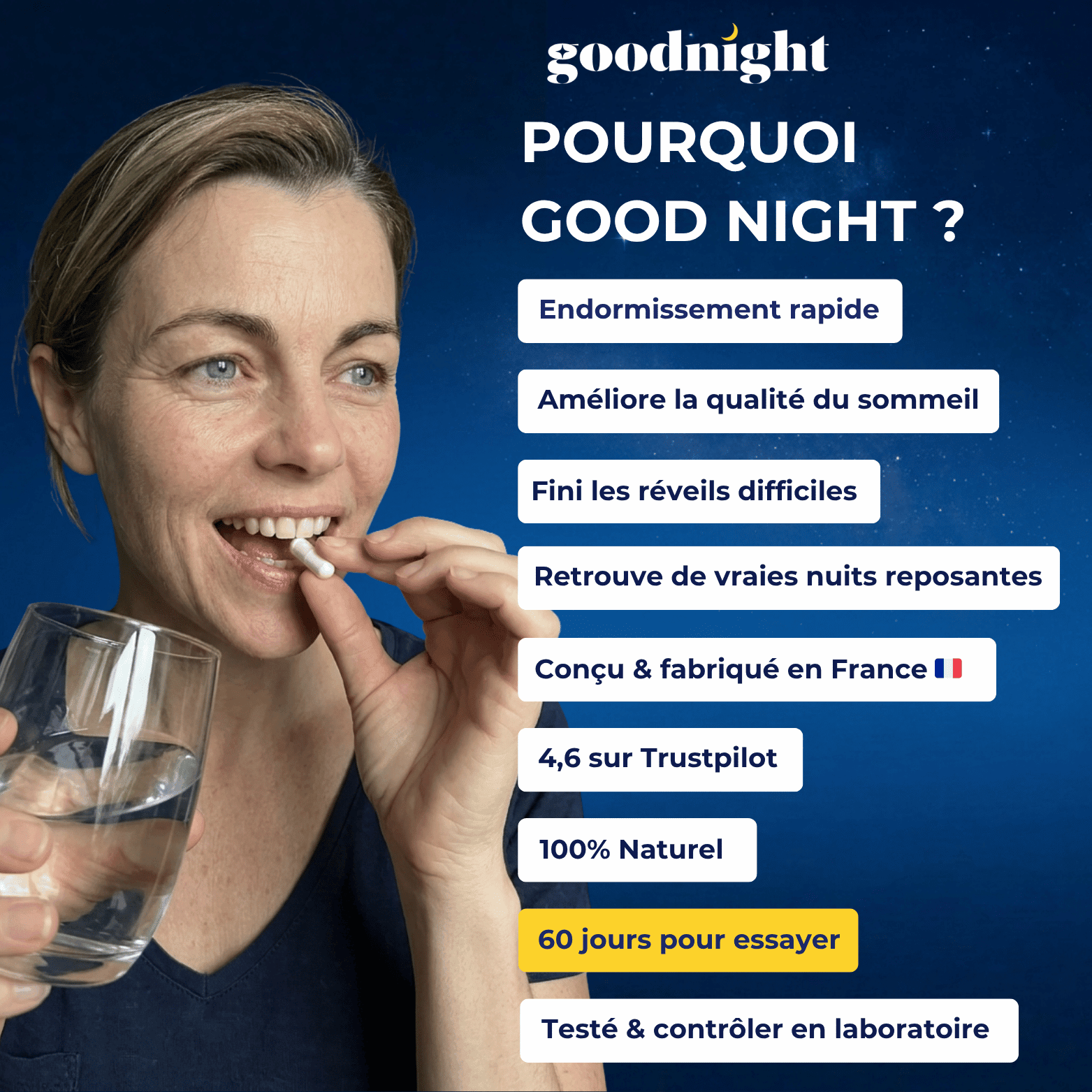 GoodNight™ – Enfin mieux dormir - Compléments alimentaire pour le sommeil - pour un sommeil réparateur - My Good Night