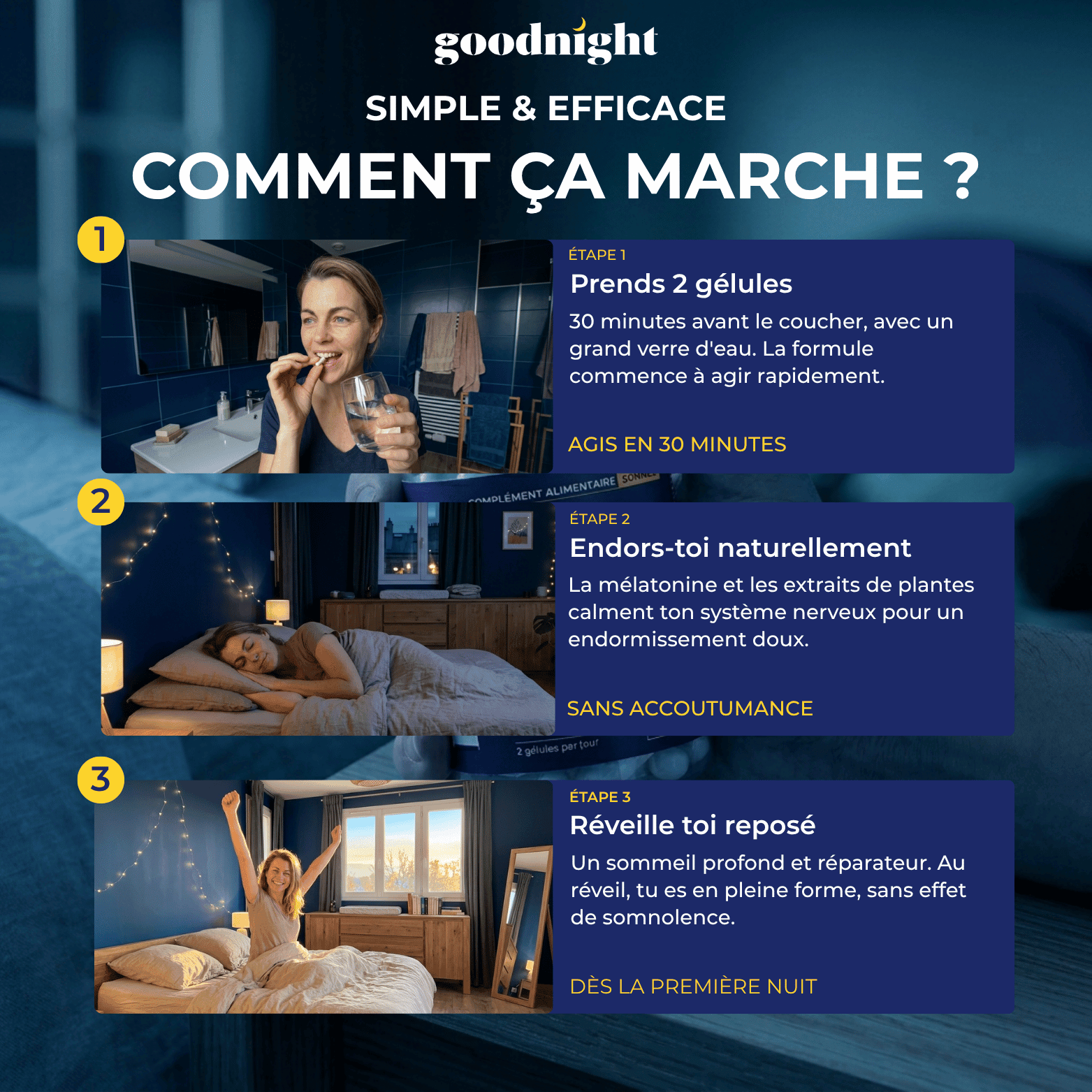 GoodNight™ – Enfin mieux dormir - Compléments alimentaire pour le sommeil - pour un sommeil réparateur - My Good Night